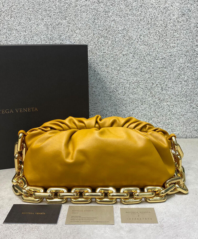 Bottega Veneta The Chain Pouch Clutch Leather Yellow